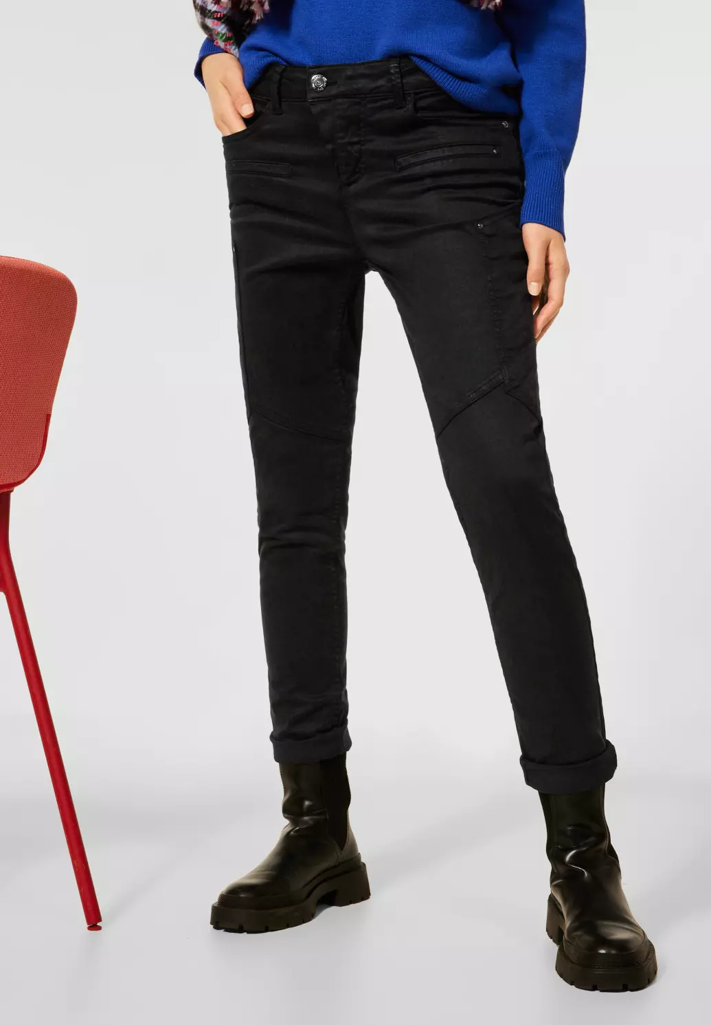 Street One Black - Schwarz / Blues Fit - Lyocell in Hose | Slim Cotton