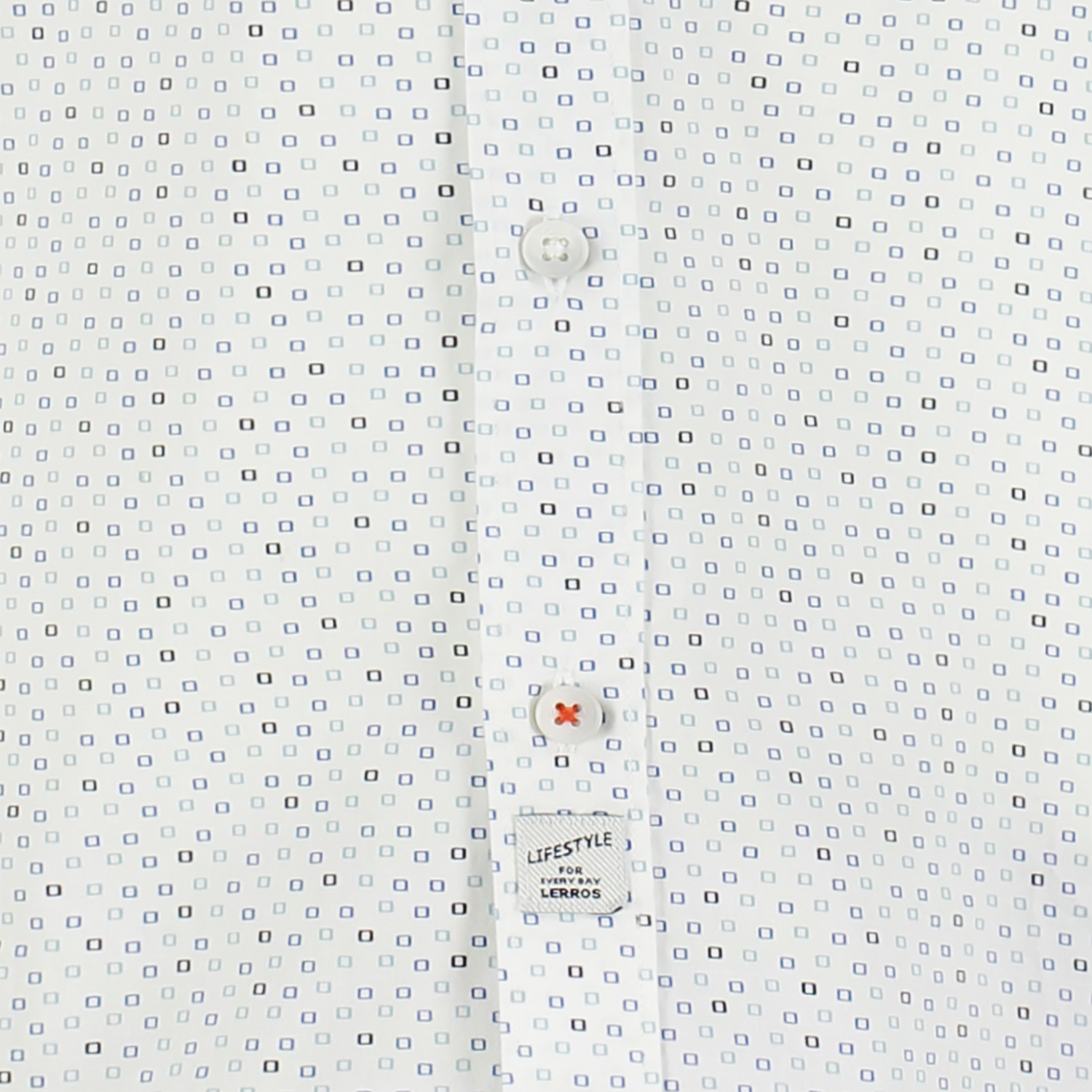 Lerros Korte Mouwen Overhemd met *Mini Ruit* , Regular Fit - White