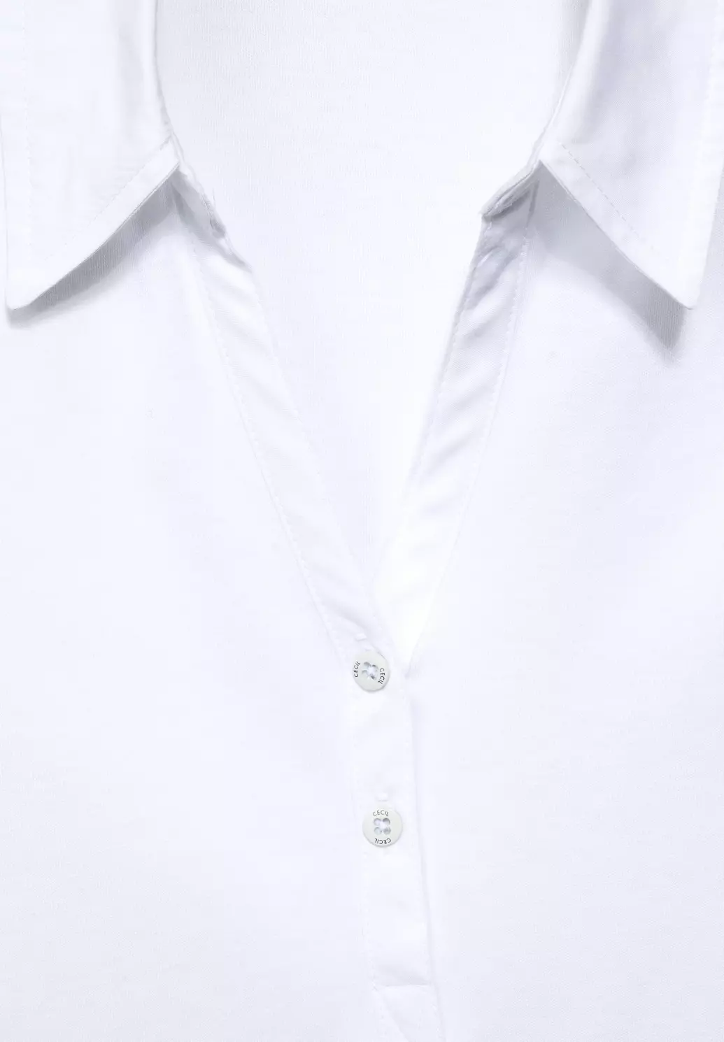 CECIL Basic White Cotton Unifarbe Blues - Poloshirt | - in