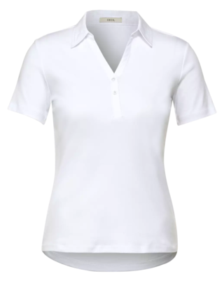 CECIL Basic Poloshirt in Unifarbe - White | - Cotton Blues