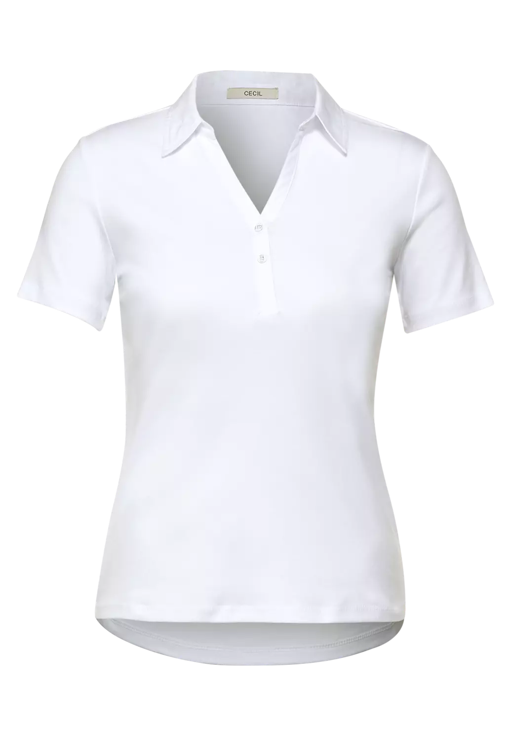 CECIL Basic Poloshirt in Unifarbe - - Cotton Blues | White