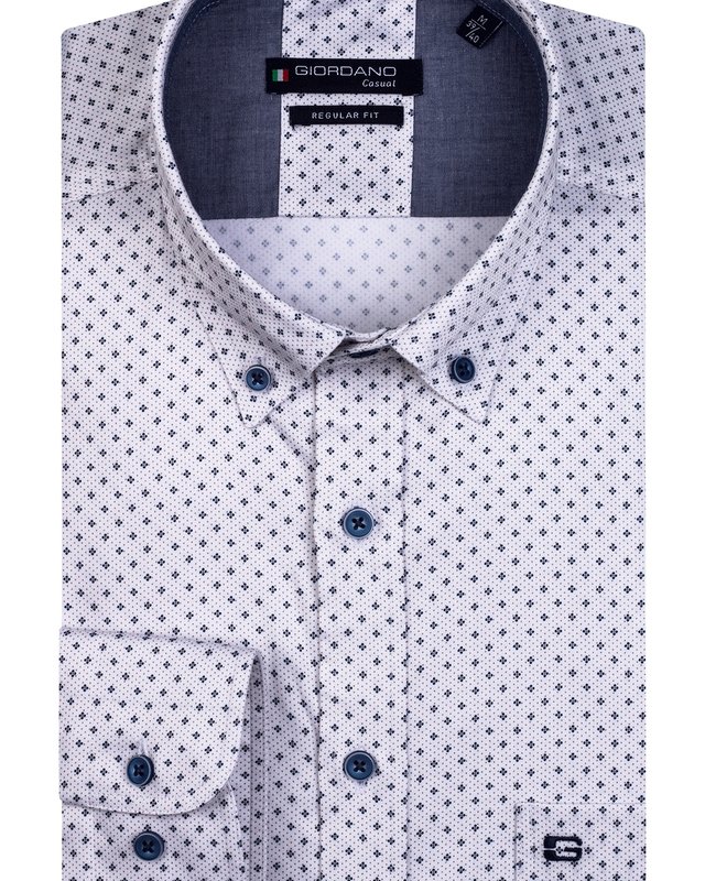 Giordano Button-Down Hemd AOP - White