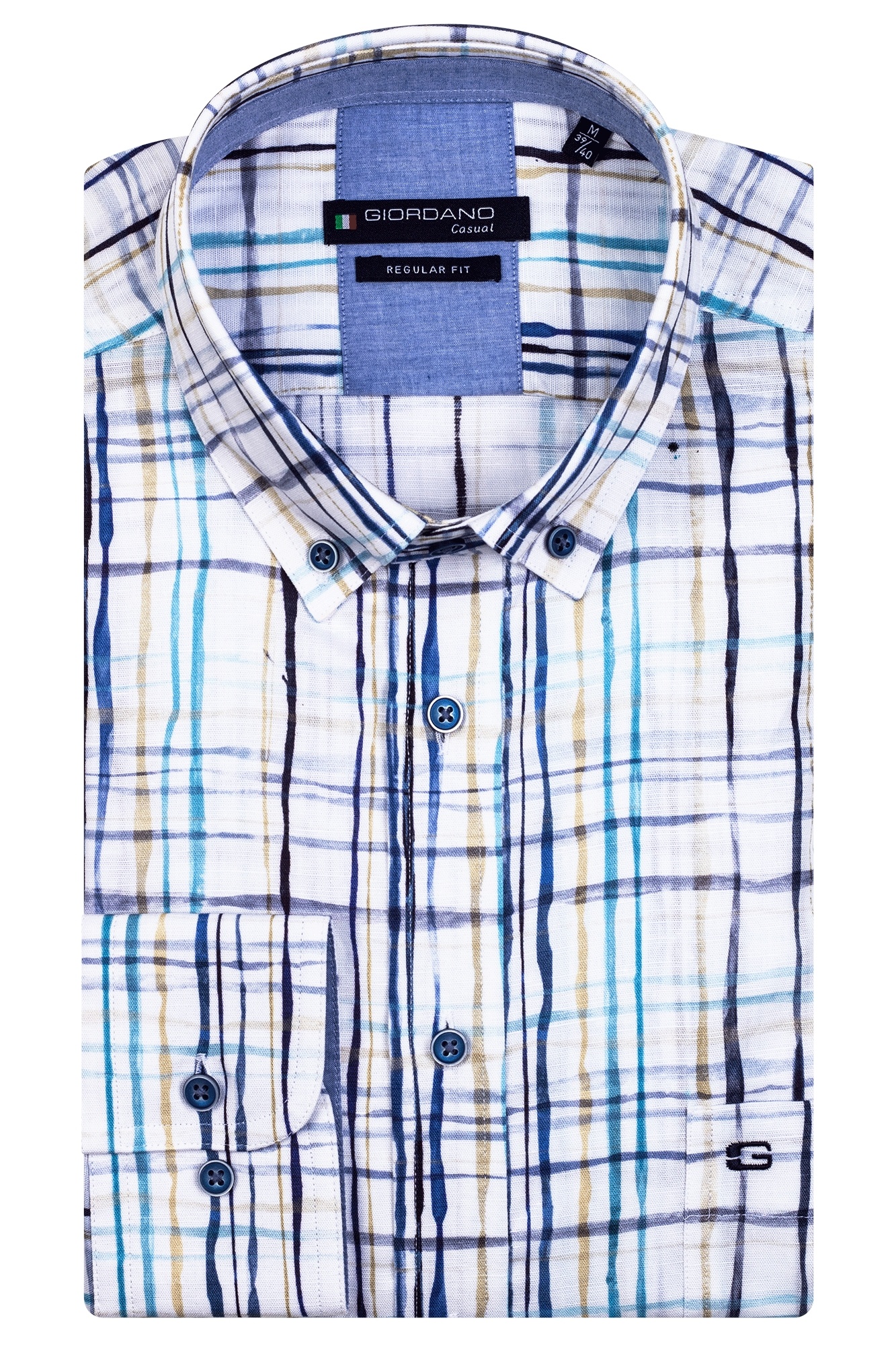 Giordano Overhemd Korte Mouw - Blue