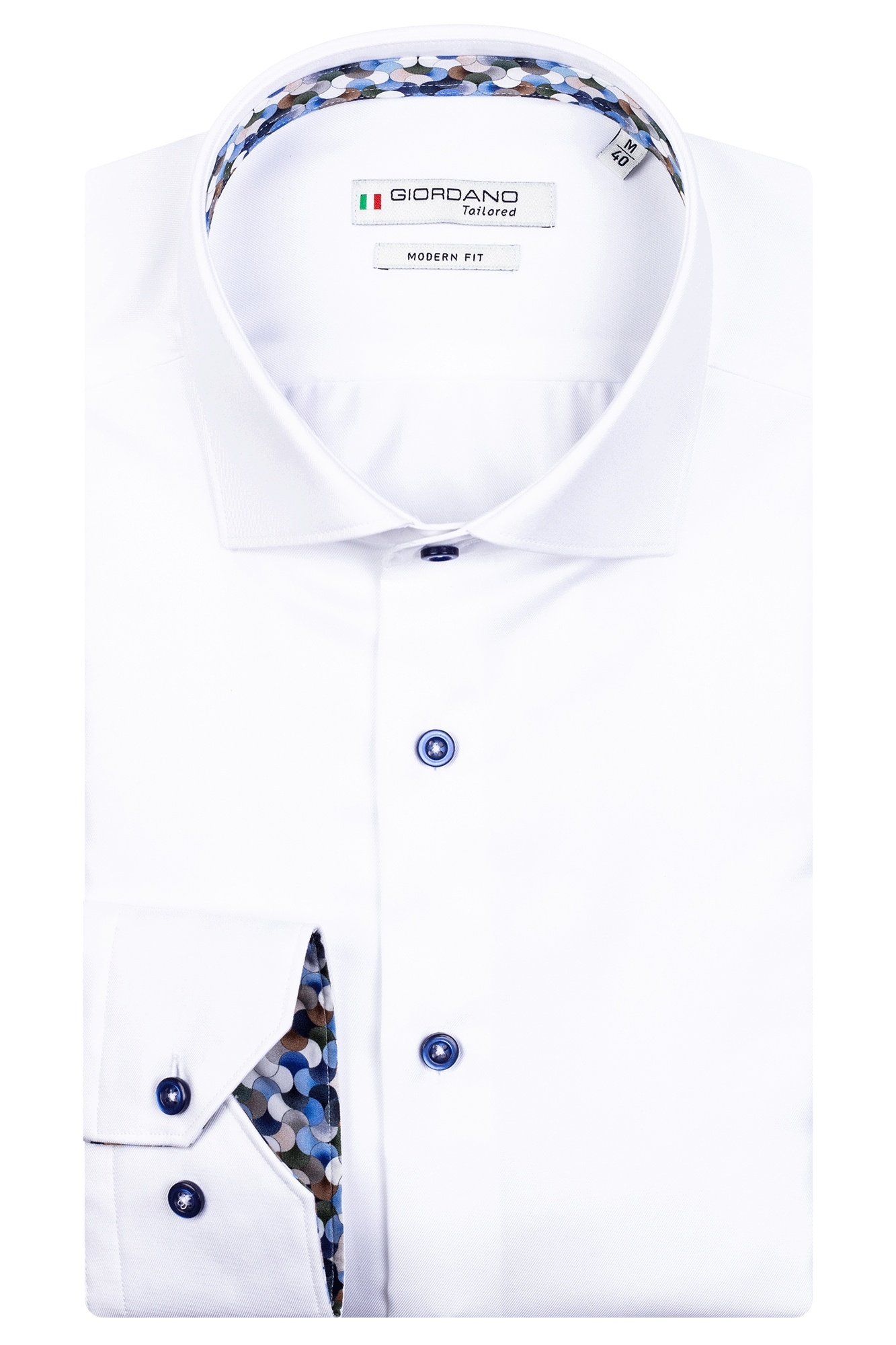 aardolie modder Verbazing Giordano Overhemd Lange Mouw, Modern Fit - White | - Cotton Blues