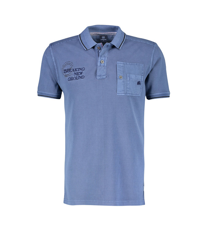 Lerros Piqué Polo in Washed Look - Storm Blue
