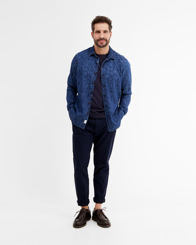 Lerros Denim Shirt met Allover Print, Regular Fit - Blue
