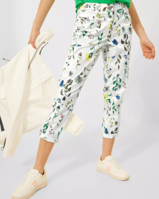 CECIL Casual Fit Pants with Print New York - Vanilla White | - Cotton Blues