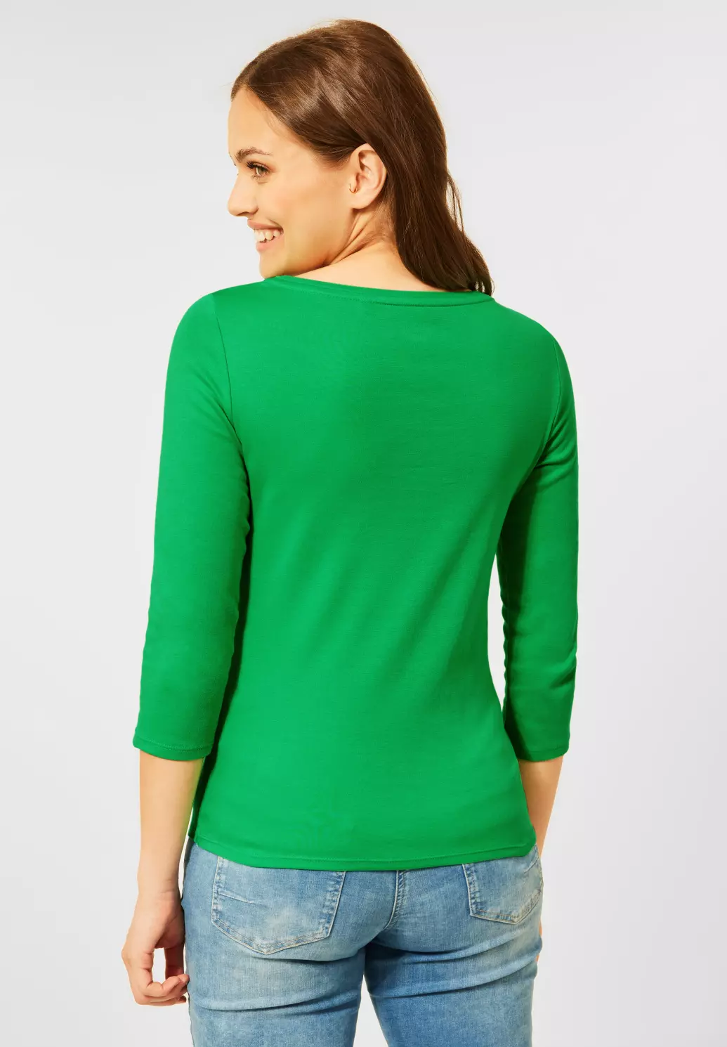 - | CECIL Unifarbe Radiant Blues Green Basic Shirt in - Cotton