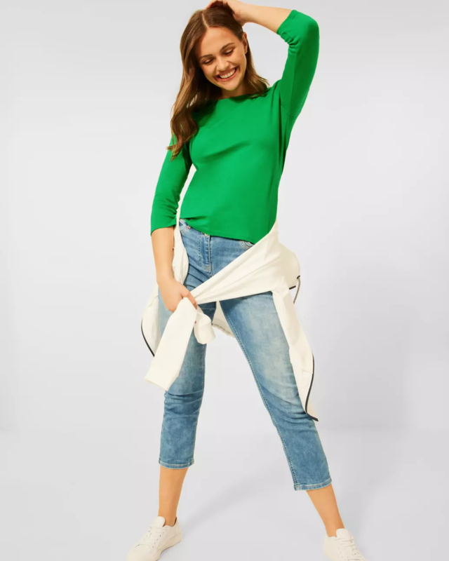 Cecil Basis Shirt in Effen Kleur - Radiant Green