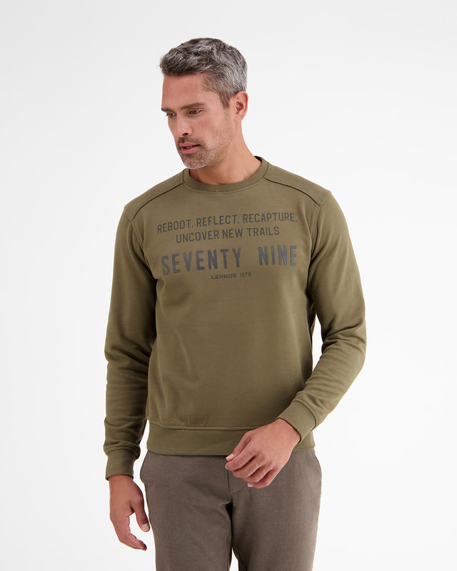 Lerros French-Terry Crewneck Sweatshirt - Green Olive