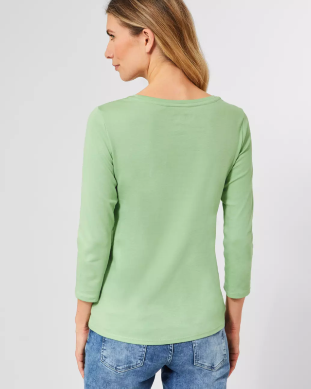 Cecil Basis Shirt in Effen Kleur - Light Salvia Green