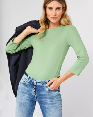 in Cotton - - Unifarbe Green | Basic Blues Radiant CECIL Shirt