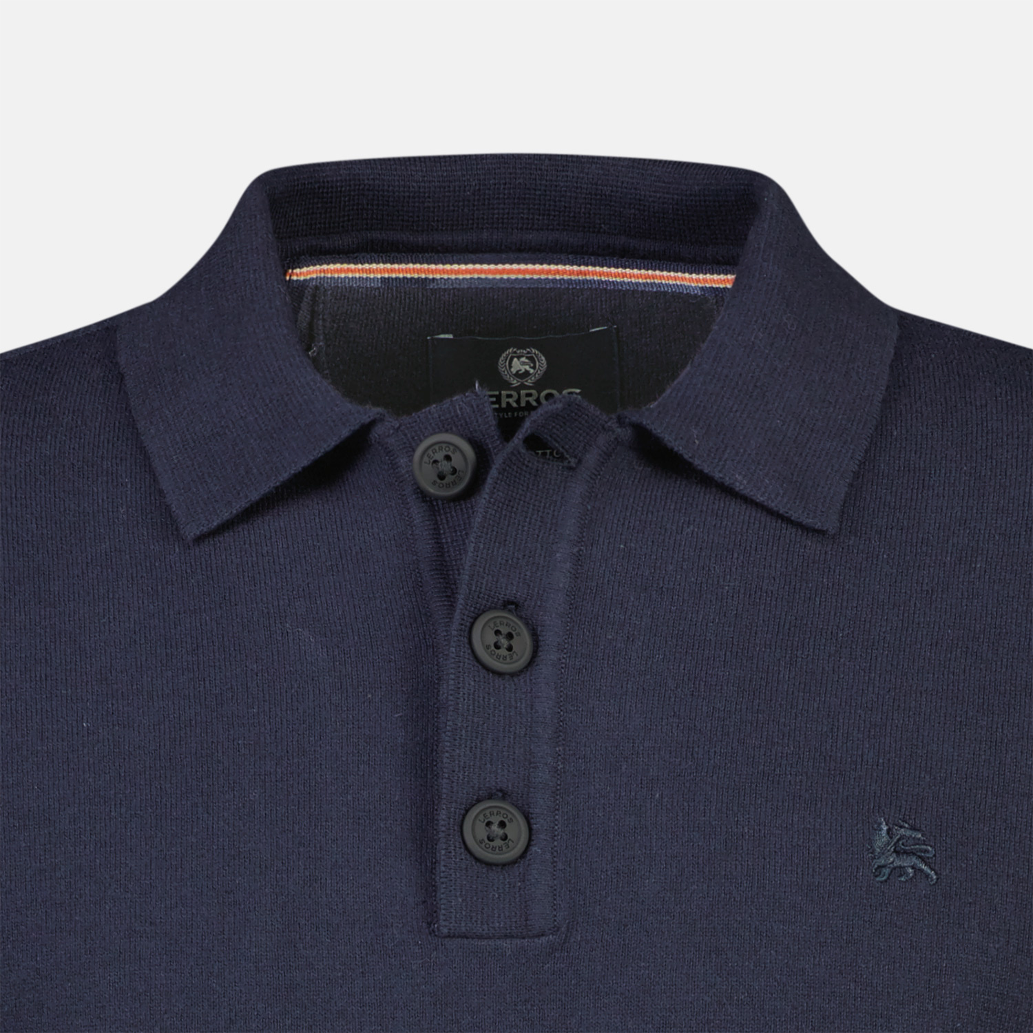 Cotton LERROS Blues - Blau Feinstrick Langarm Navy / Polo - |