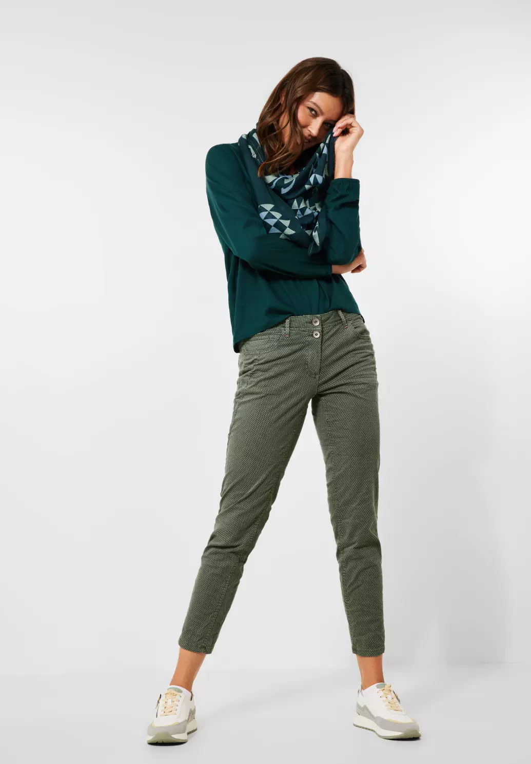 CECIL Loose | - Cotton Salvia Green Hose Fit Scarlett Dark Blues 