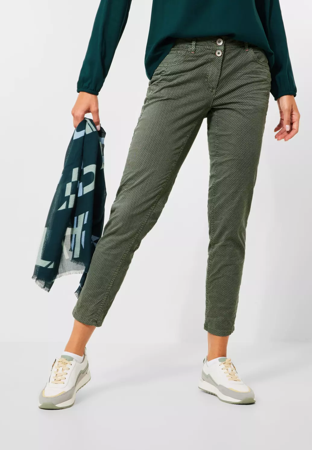 CECIL Loose Dark Hose - - Scarlett Fit | Blues Green Salvia Cotton