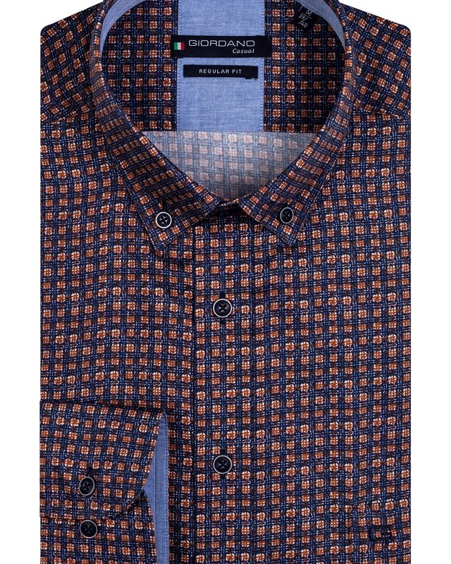 Giordano Button-Down Overhemd Print - Brown