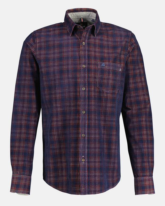 Lerros Corduroy Hemd, Karomuster - Rusty Red