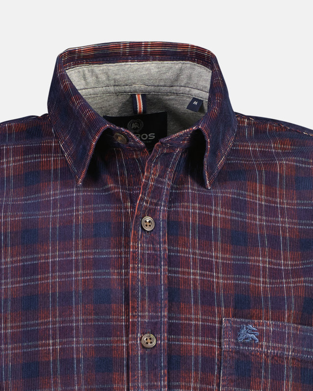 Lerros Corduroy Hemd, Karomuster - Rusty Red