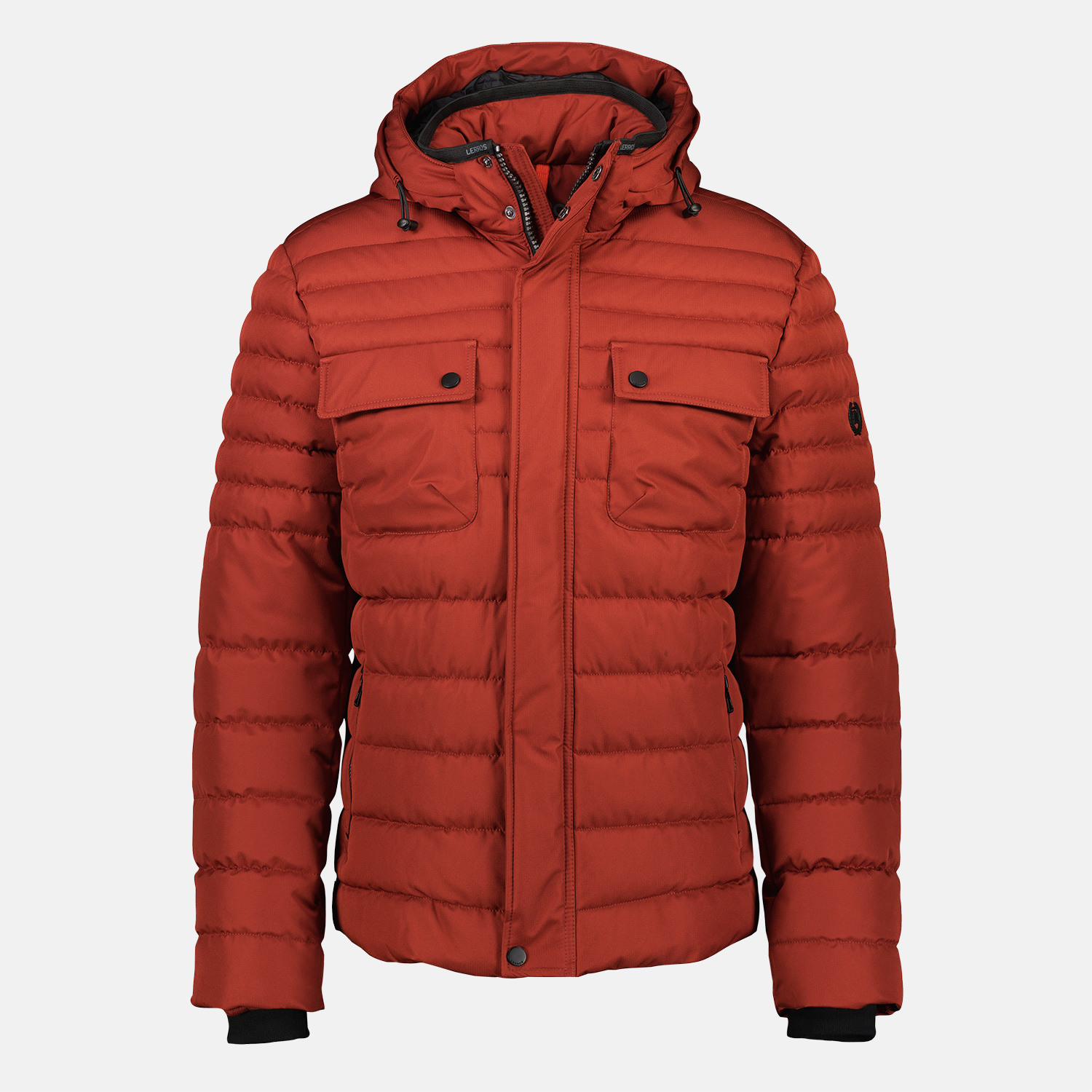- Rusty | Red Cotton Blues with Hood Quilted Jacket LERROS -