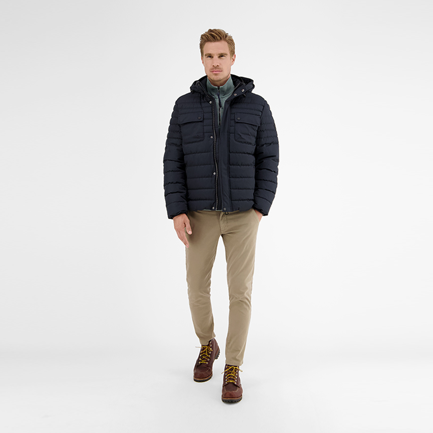 mit - Blau Classic / | LERROS Steppjacke Kapuze Navy - Blues Cotton