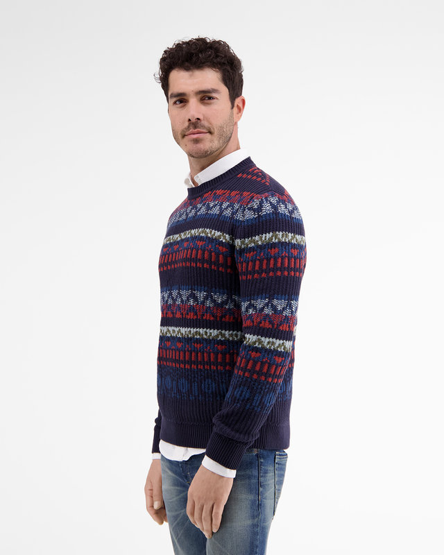 Lerros Gebreide trui *Noorwegen Allover - Navy