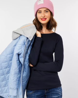 Street One Basic Shirt met U-Boothals Lanea - Deep Blue