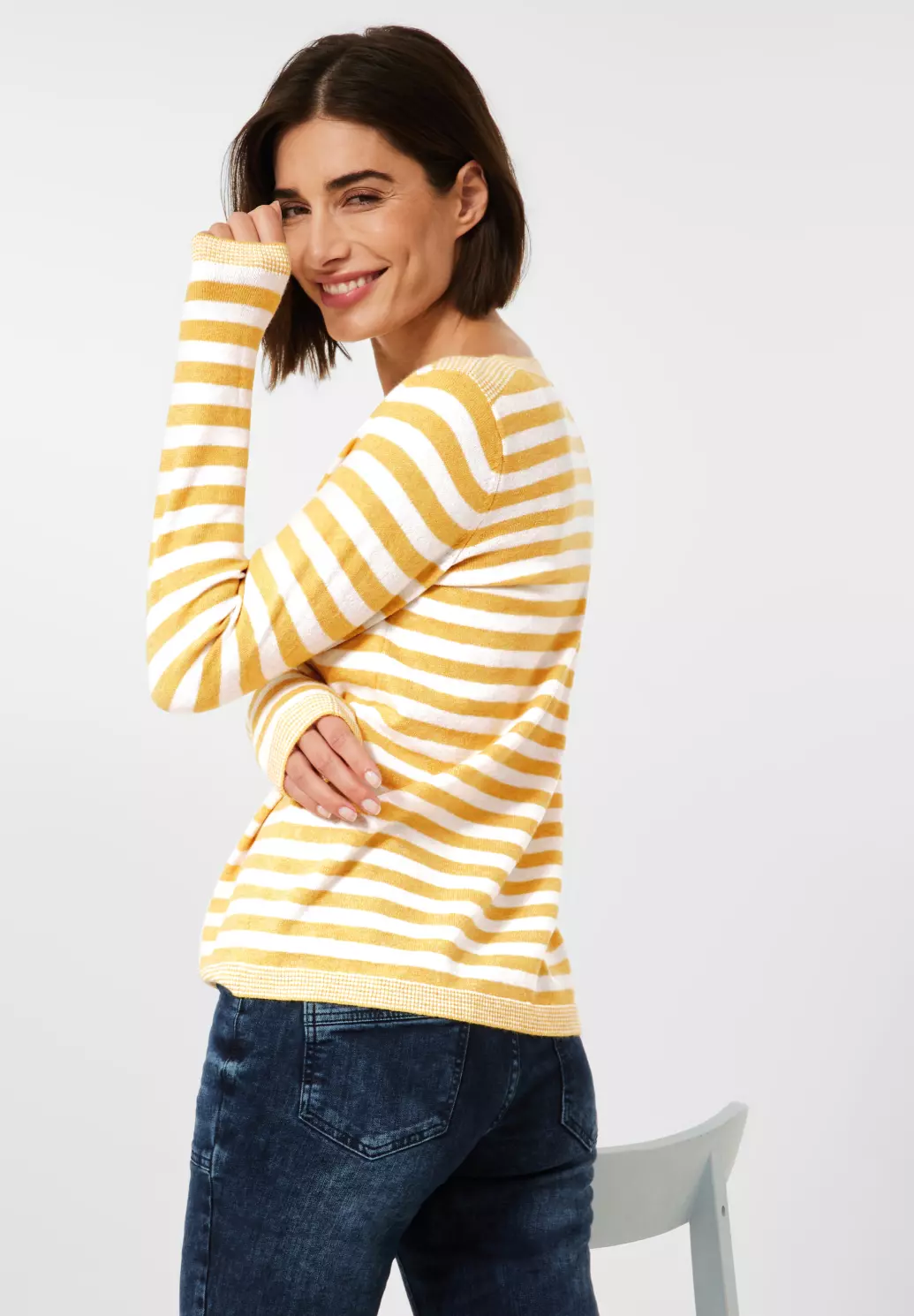 Curry Yellow Gelb Cosy - Cotton Streifenpullover CECIL - Blues / |
