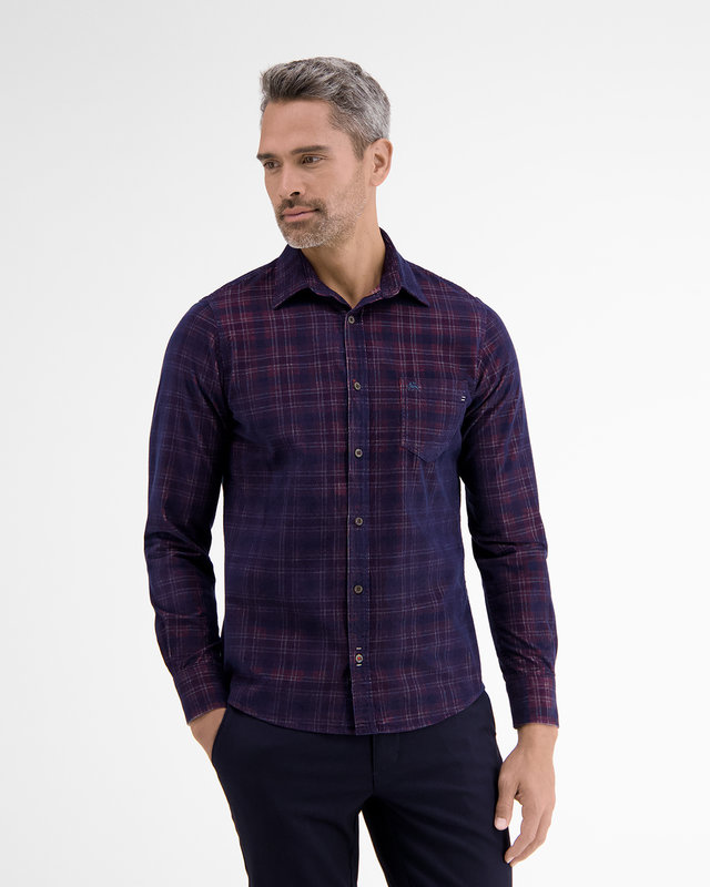 Lerros Corduroy Hemd, Karomuster - Rusty Red