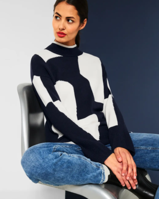 Street One Intarsien Pullover - Deep Blue | - Cotton Blues