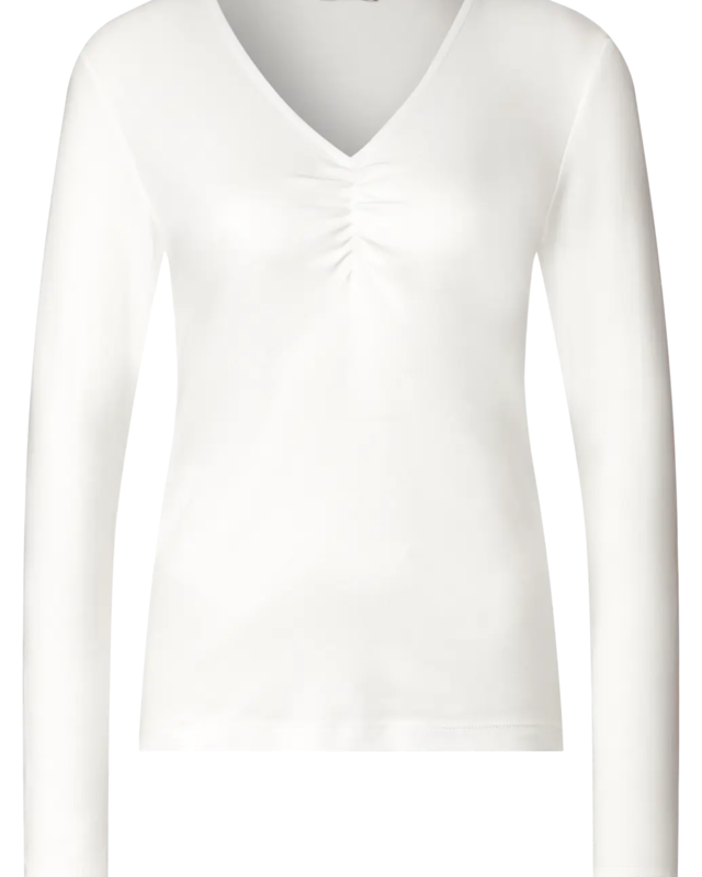 Street One Basic Shirt mit Raffungen- Off White