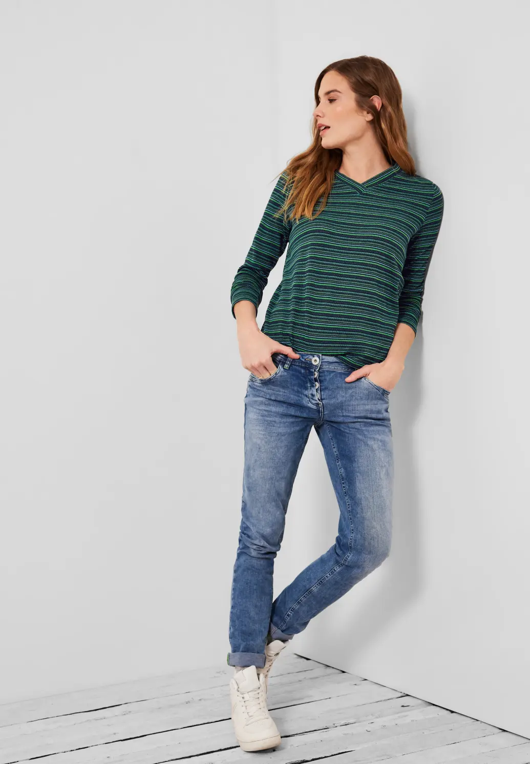 Cecil Multicolor Structured Shirt - Deep Blue