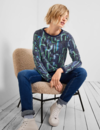 Cecil Burn Out Shirt mit Print - Deep Blue