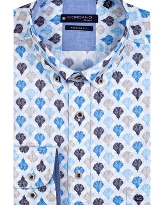 Giordano Button-Down Overhemd Print - Light Blue