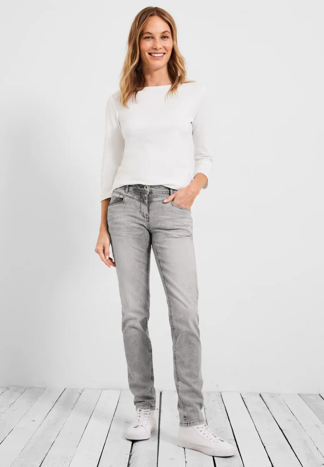 Used Fit Blues | Scarlett - Jeans Stripes Wash with - Grey CECIL Cotton Loose