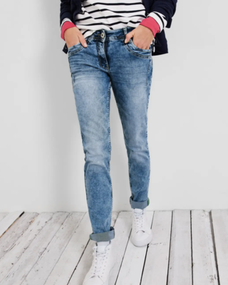 CECIL Loose Fit Jeans with Stripes Scarlett - Grey Used Wash | - Cotton  Blues