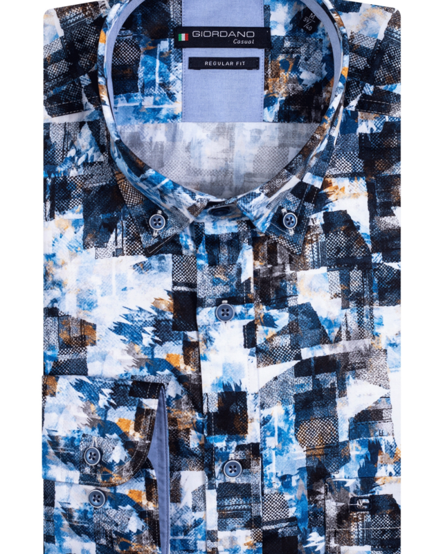 Giordano Print Overhemd Korte Mouw - Navy
