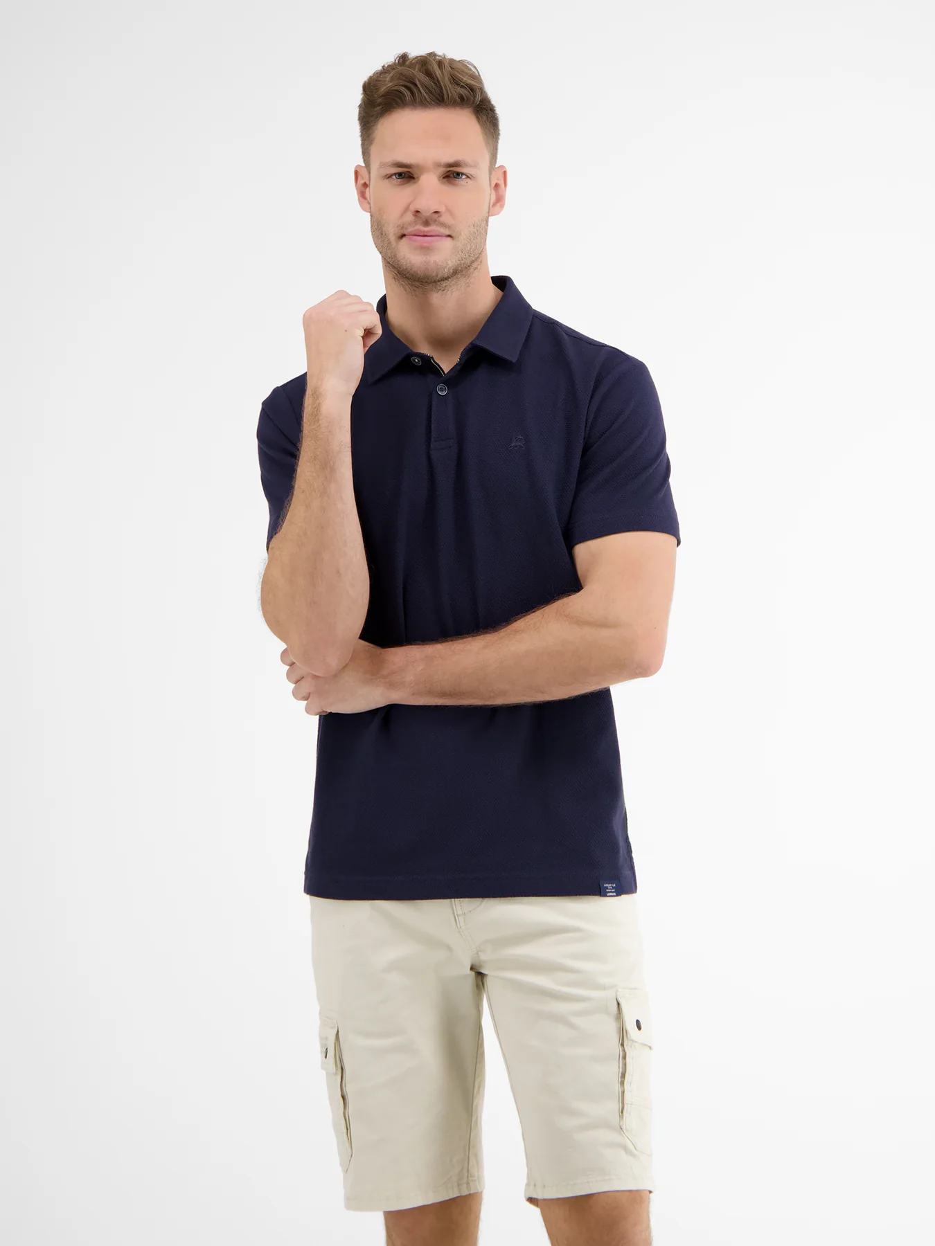 LERROS Polo with Waffle Structure - Classic Navy | - Cotton Blues