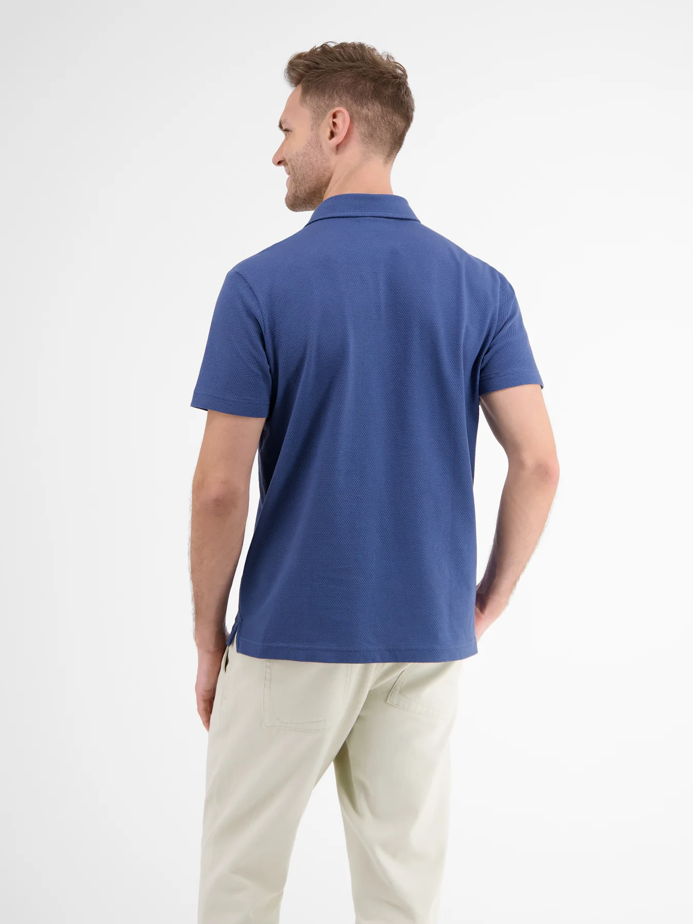LERROS Blue - with Cotton - | Waffle Polo Blues Travel Structure