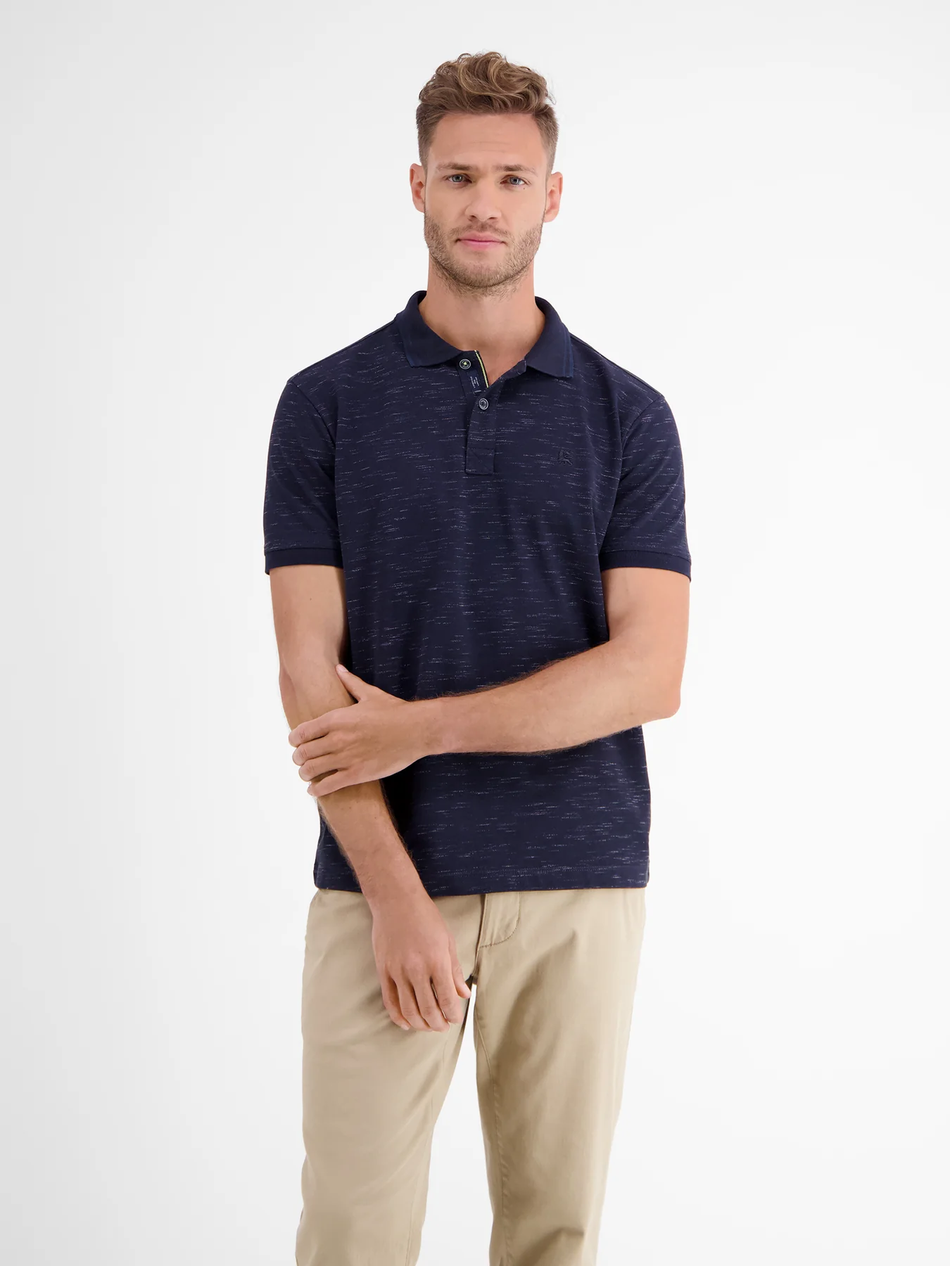 Classic | Blues Navy LERROS - Two-Tone-Piqué in Poloshirt Cotton -