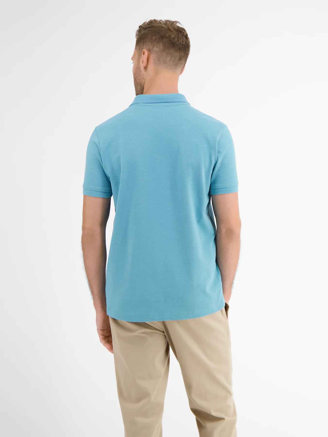 Turquoise - LERROS Two-Tone-Piqué in | Blues Poloshirt - Cotton Light