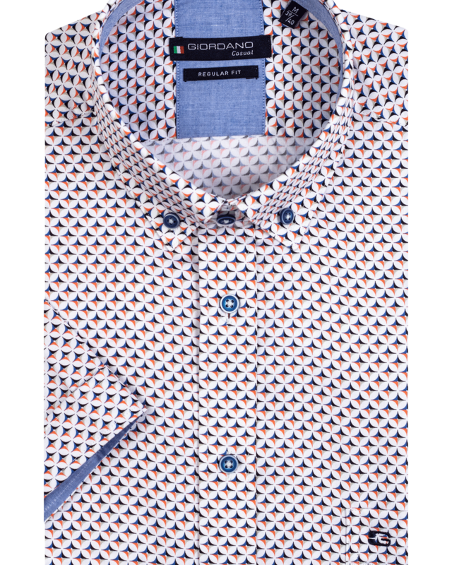 Giordano Kurzarm Print Hemd - Soft Coral