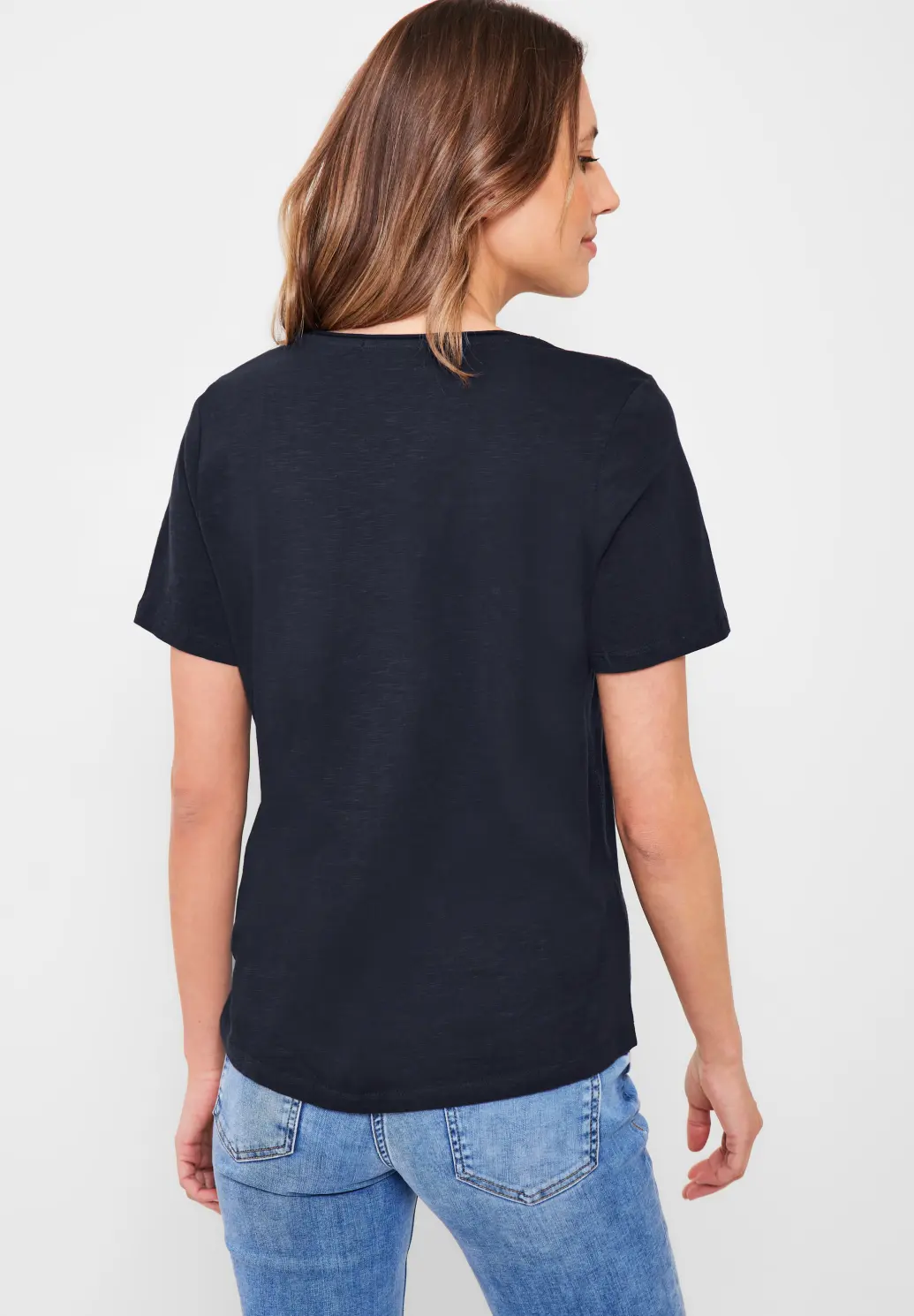 CECIL Basic T-Shirt - Deep - Cotton | Blues Blue