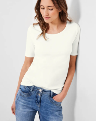 Cecil Organic Halbarmshirt Lena - Vanilla White