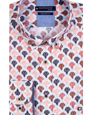 Giordano Button-Down Shirt Print - Soft Coral