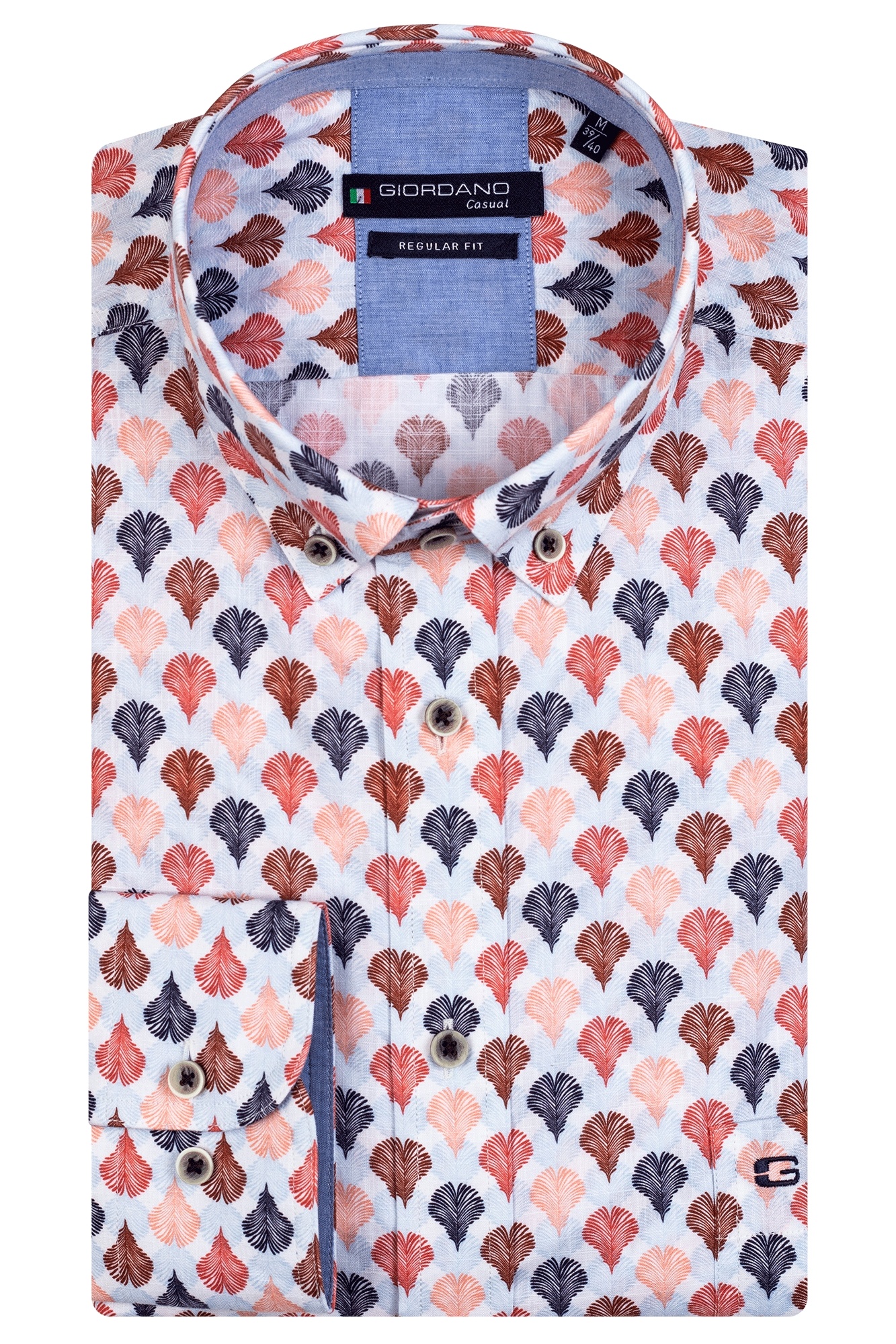 Giordano Button-Down Overhemd Print - Soft Coral