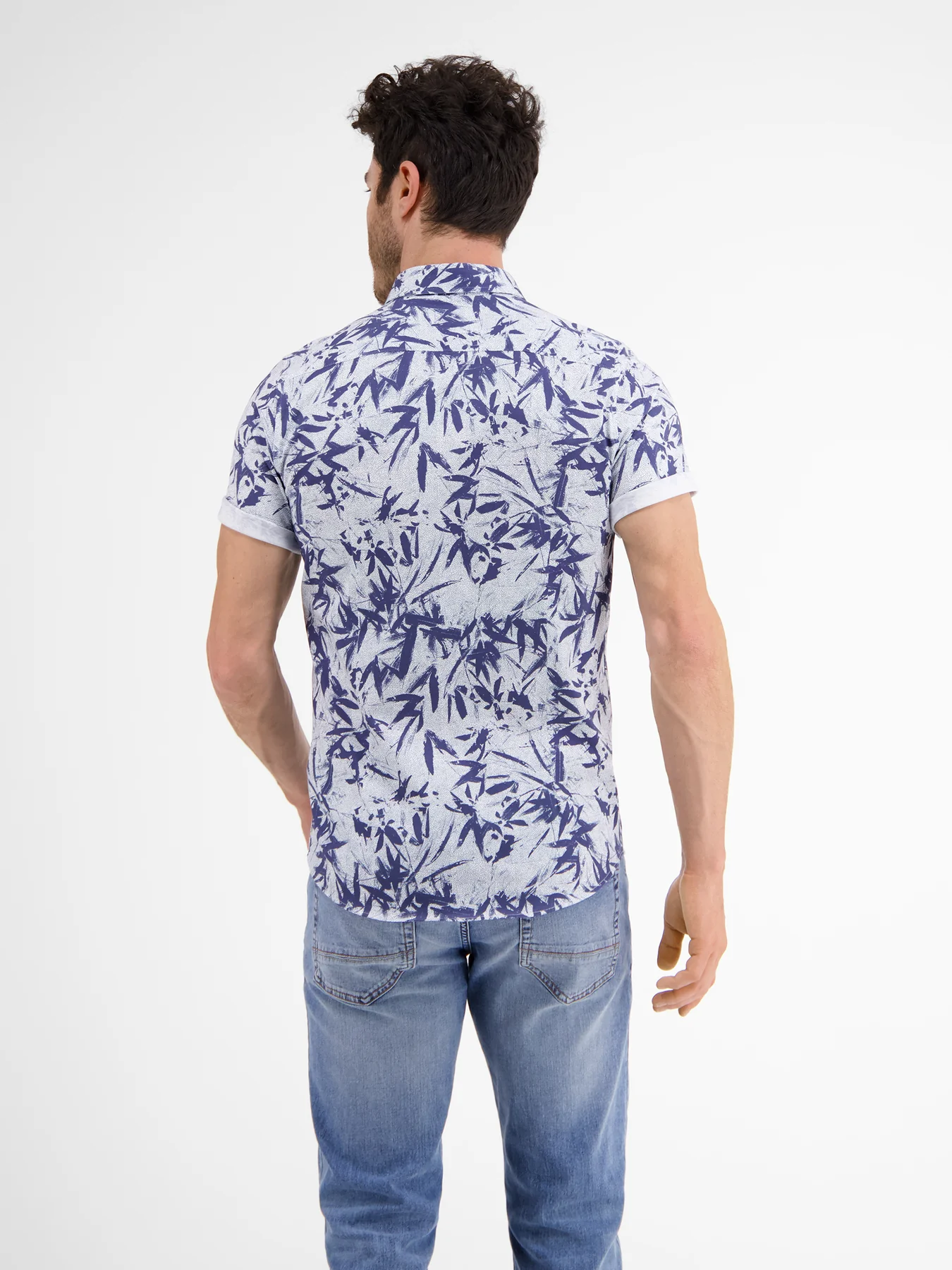 LERROS Jersey Kurzarmhemd Print mit Blue | Travel Cotton Blau - / - Blues