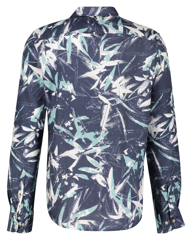 Lerros Linnen Print Overhemd - Nautic Blue