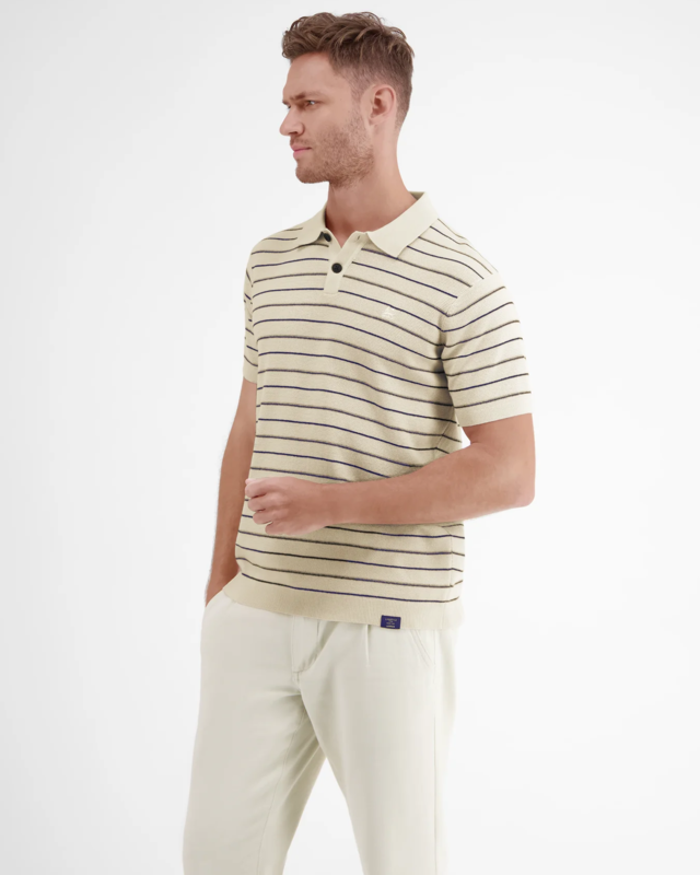 Lerros Polo Shirt met Brei Structuur - Pale Beige