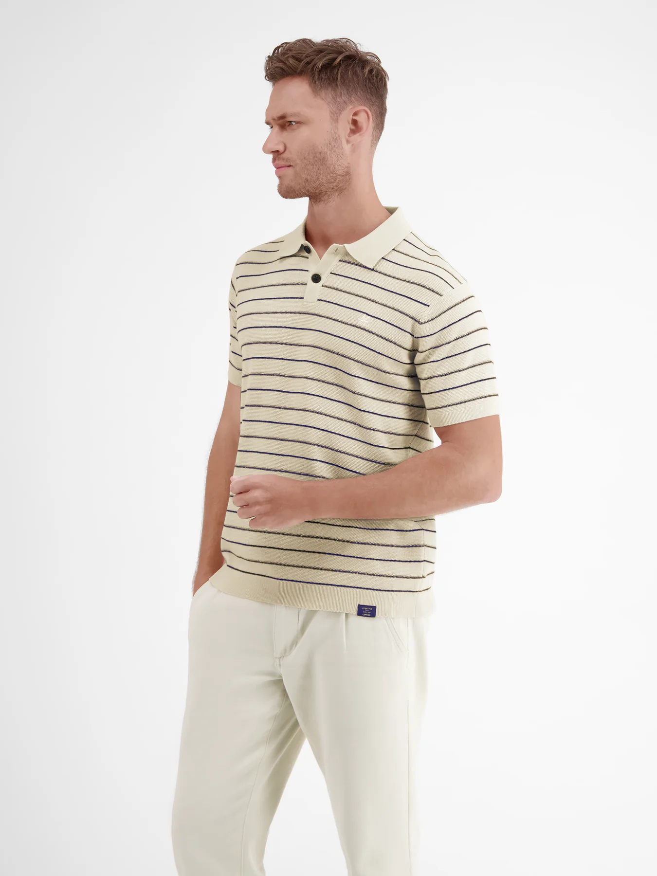 Lerros Poloshirt in Knit-Structure - Pale Beige