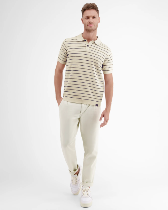 Lerros Polo Shirt met Brei Structuur - Pale Beige